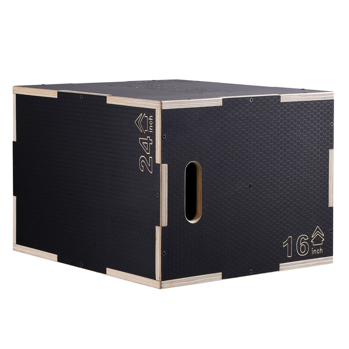 3 in 1 Plyometric Jump Box, 24/20/16 Inch Wooden Plyo Box, Platform & Jumping Agility Box, Anti-Slip Fitness Exercise Step Up Box for Home Gym Training, Conditioning Strength Training, Black