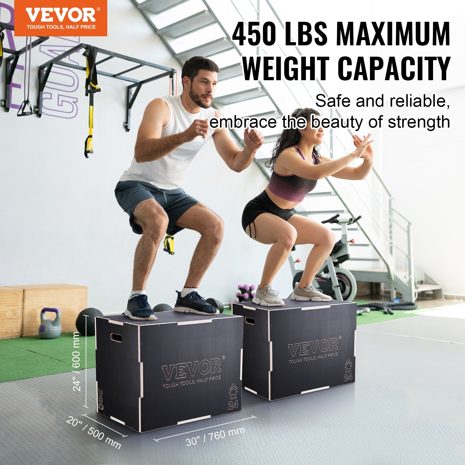 Basketball & Basketball Accessories: VEVOR 3 in 1 Plyometric Jump Box, 30/24/20 Inch Wooden Plyo Box, Platform & Jumping Agility Box, Anti-Slip Fitness Exercise Step Up Box for Home Gym Training, Conditioning Strength Training, Black