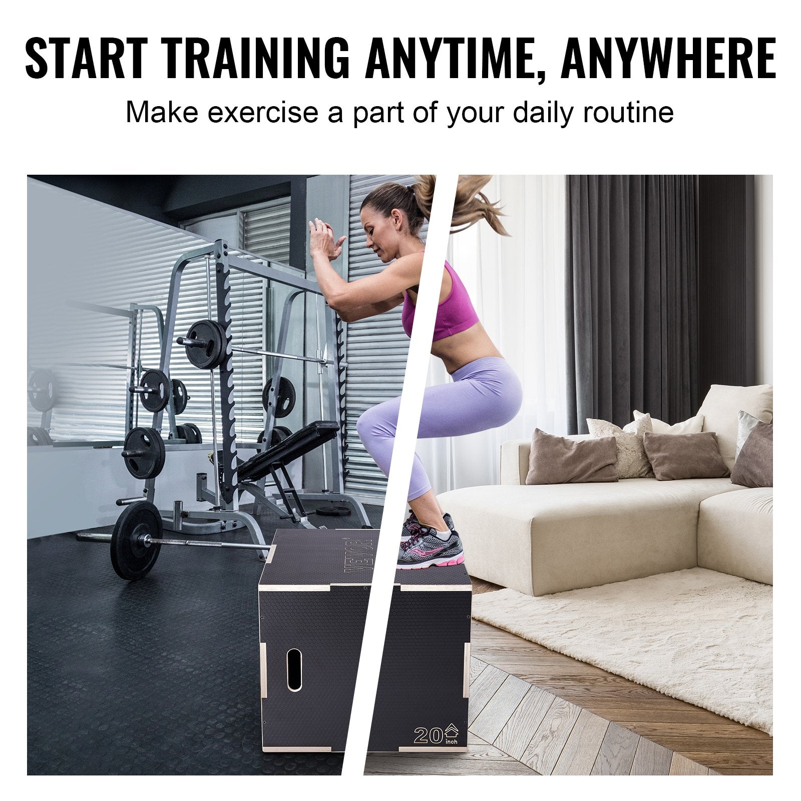 Basketball & Basketball Accessories: VEVOR 3 in 1 Plyometric Jump Box, 30/24/20 Inch Wooden Plyo Box, Platform & Jumping Agility Box, Anti-Slip Fitness Exercise Step Up Box for Home Gym Training, Conditioning Strength Training, Black