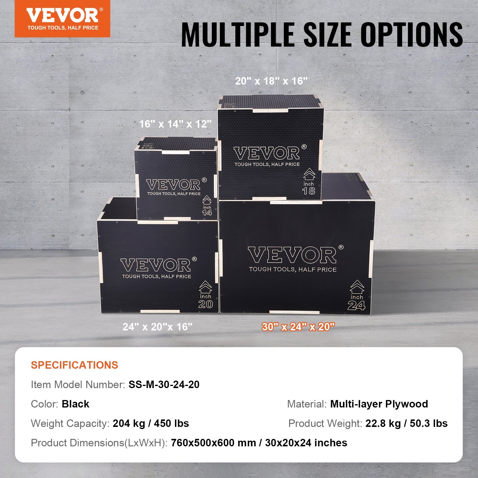 Basketball & Basketball Accessories: VEVOR 3 in 1 Plyometric Jump Box, 30/24/20 Inch Wooden Plyo Box, Platform & Jumping Agility Box, Anti-Slip Fitness Exercise Step Up Box for Home Gym Training, Conditioning Strength Training, Black