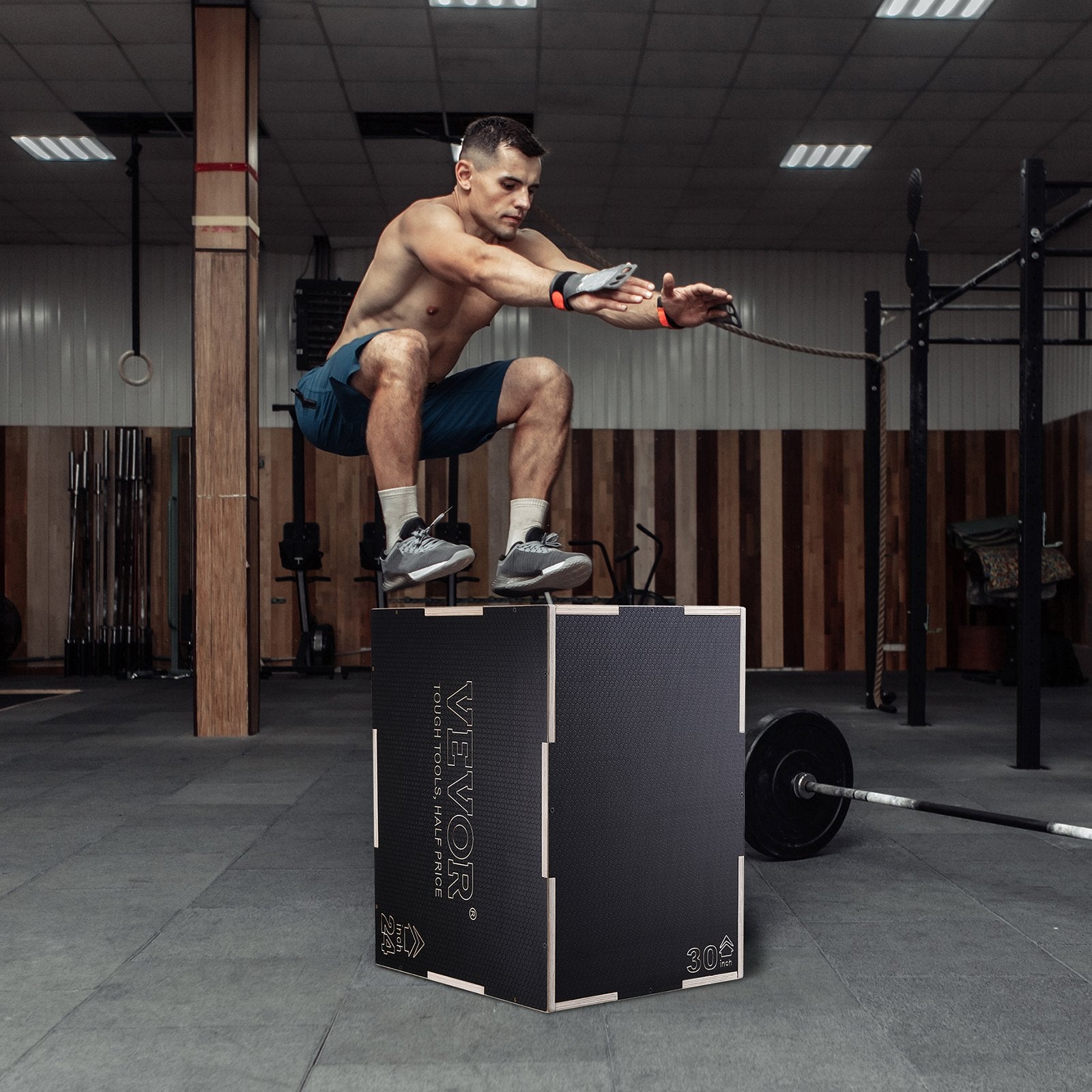 Basketball & Basketball Accessories: VEVOR 3 in 1 Plyometric Jump Box, 30/24/20 Inch Wooden Plyo Box, Platform & Jumping Agility Box, Anti-Slip Fitness Exercise Step Up Box for Home Gym Training, Conditioning Strength Training, Black
