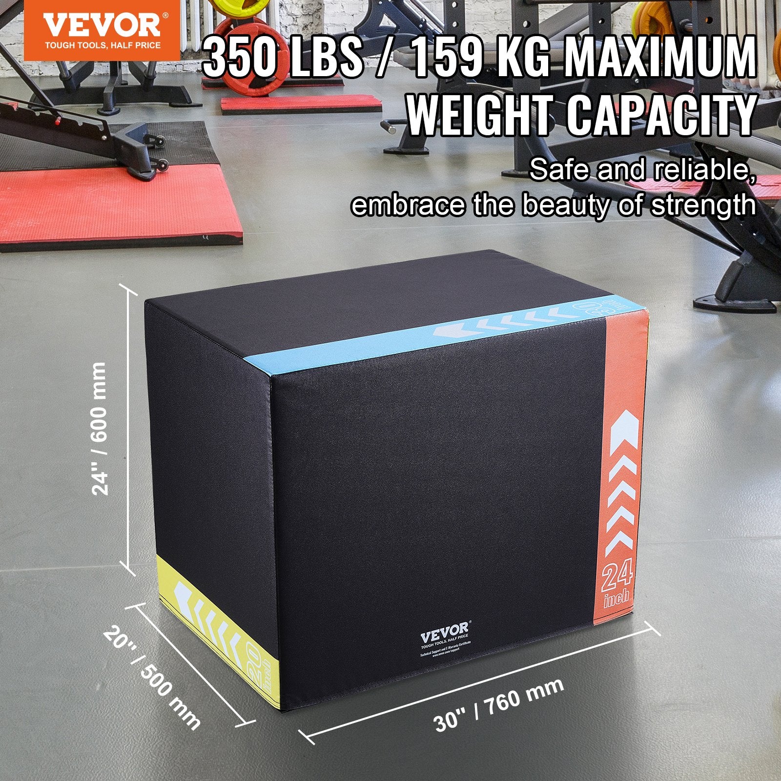 Basketball & Basketball Accessories: VEVOR 3 in 1 Plyometric Jump Box, 30/24/20 Inch Foam Plyo Box, Platform & Jumping Agility Box, Anti-Slip Fitness Exercise Step Up Box for Home Gym Training, Conditioning Strength Training, Black