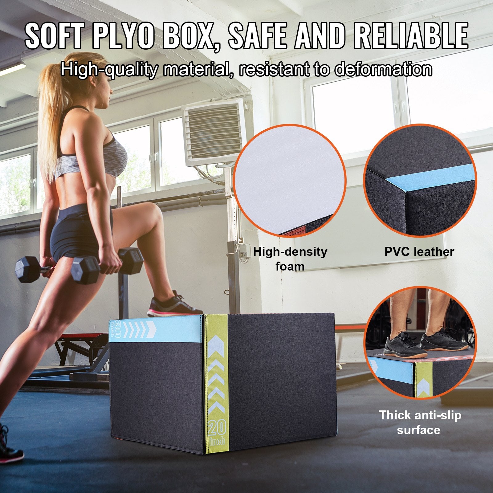Basketball & Basketball Accessories: VEVOR 3 in 1 Plyometric Jump Box, 30/24/20 Inch Foam Plyo Box, Platform & Jumping Agility Box, Anti-Slip Fitness Exercise Step Up Box for Home Gym Training, Conditioning Strength Training, Black