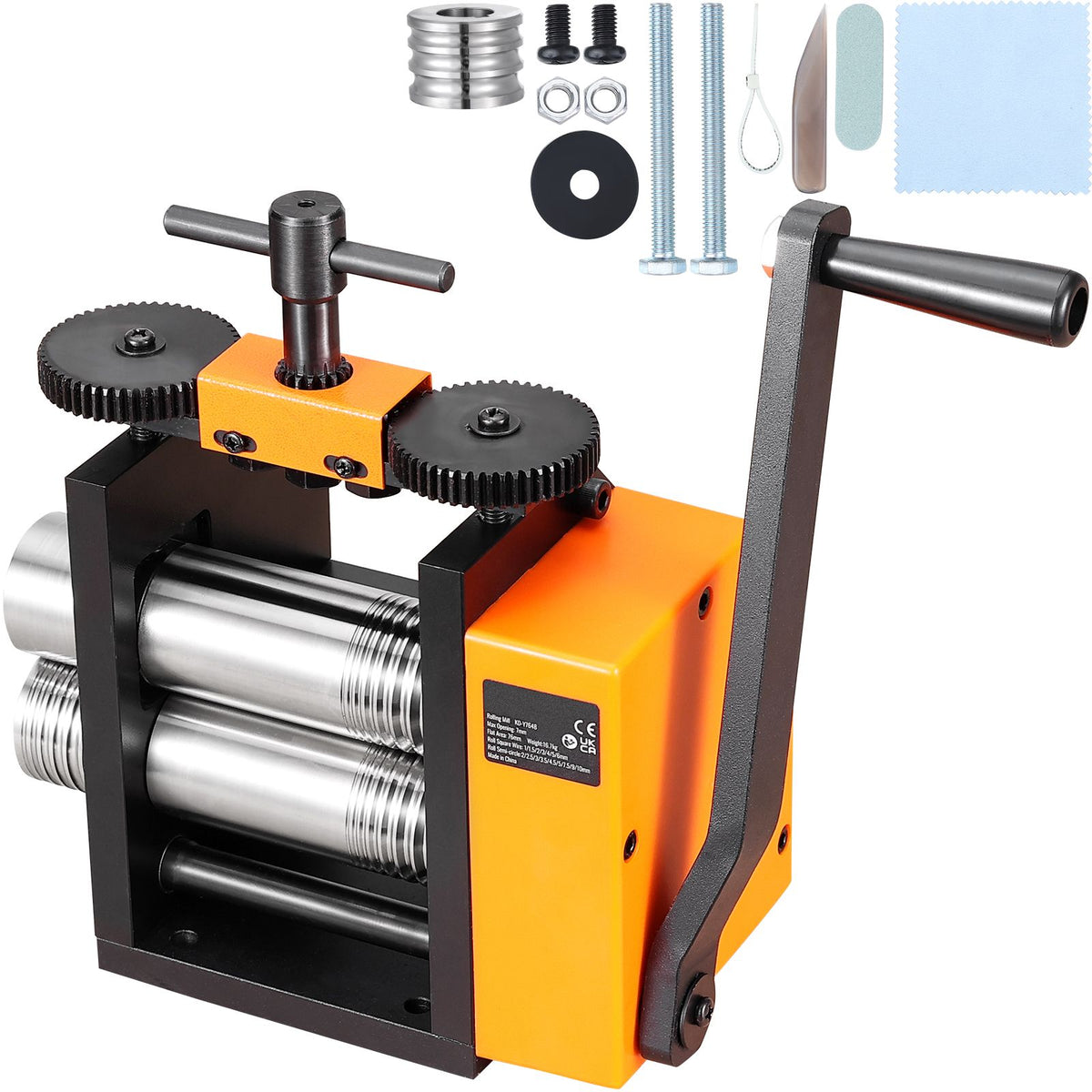 Rolling Mill, 3"/76 mm Jewelry Rolling Mill Machine, 1: 2 Gear Ratio, 3-in-1 Multi-function Rolling Mill, 0.1-7mm Press Thickness for Metal Jewelry Making Sheet Square Wire Semicircle Pattern