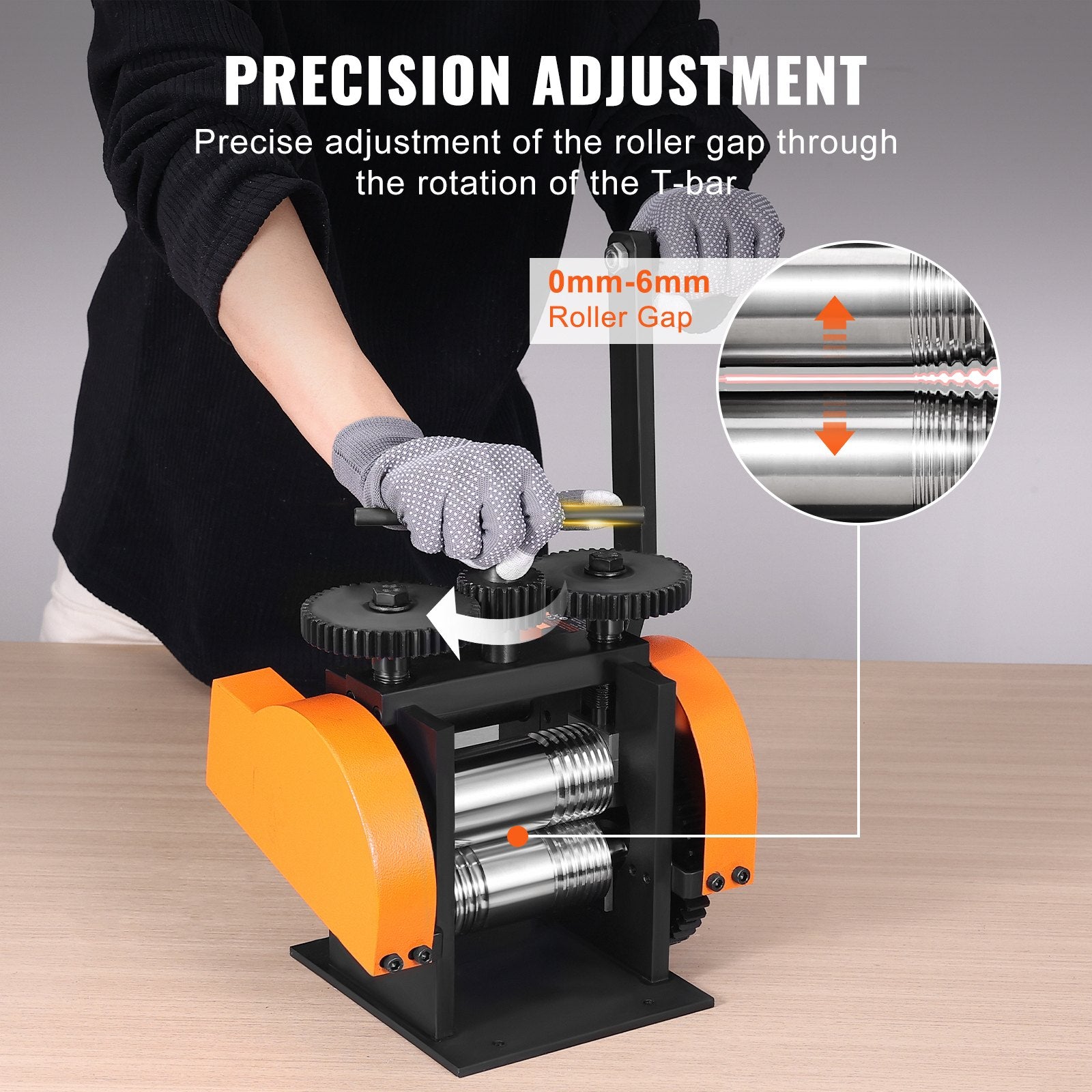 Saw Accessories: VEVOR Rolling Mill, 1.77"/45 mm Jewelry Rolling Mill Machine, 1: 2.4 Gear Ratio, 3-in-1 Multi-function Rolling Mill, 0-6 mm Press Thickness for Metal Jewelry Making Sheet Square Wire Semicircle