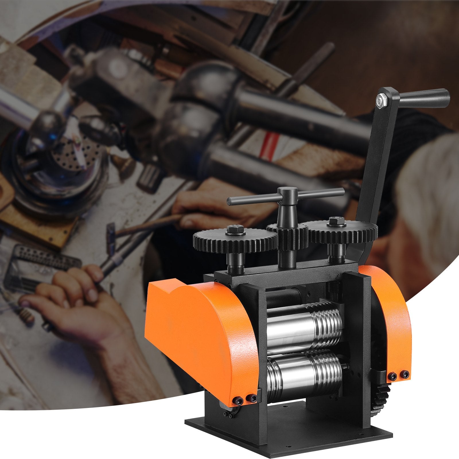 Saw Accessories: VEVOR Rolling Mill, 1.77"/45 mm Jewelry Rolling Mill Machine, 1: 2.4 Gear Ratio, 3-in-1 Multi-function Rolling Mill, 0-6 mm Press Thickness for Metal Jewelry Making Sheet Square Wire Semicircle