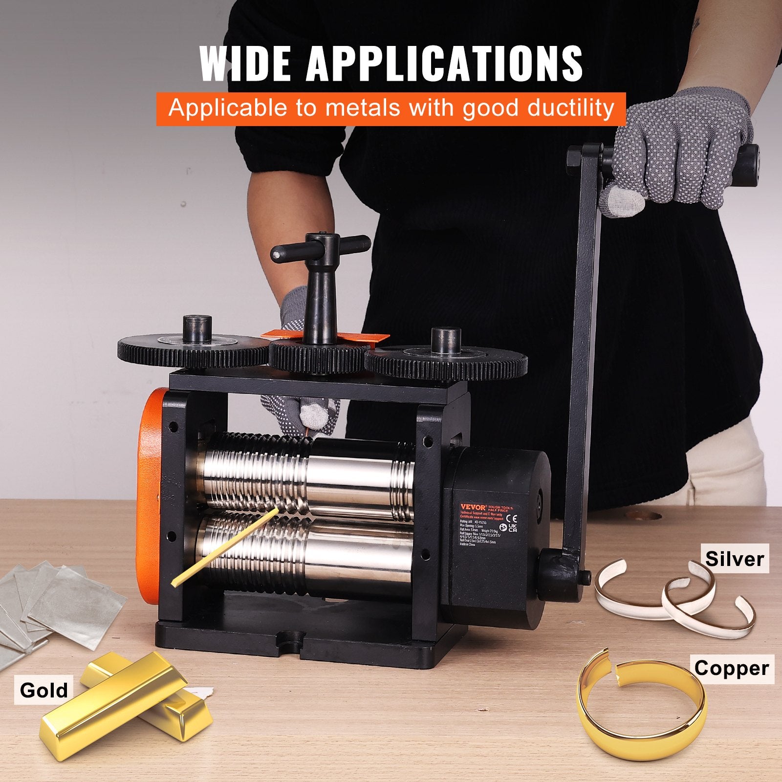 Gardening Tools: VEVOR Rolling Mill, 2.24"/57 mm Jewelry Rolling Mill Machine, 1: 2 Gear Ratio, 3-in-1 Multi-function Rolling Mill, 0-5.5 mm Press Thickness for Metal Jewelry Making Sheet Square Wire Elliptical