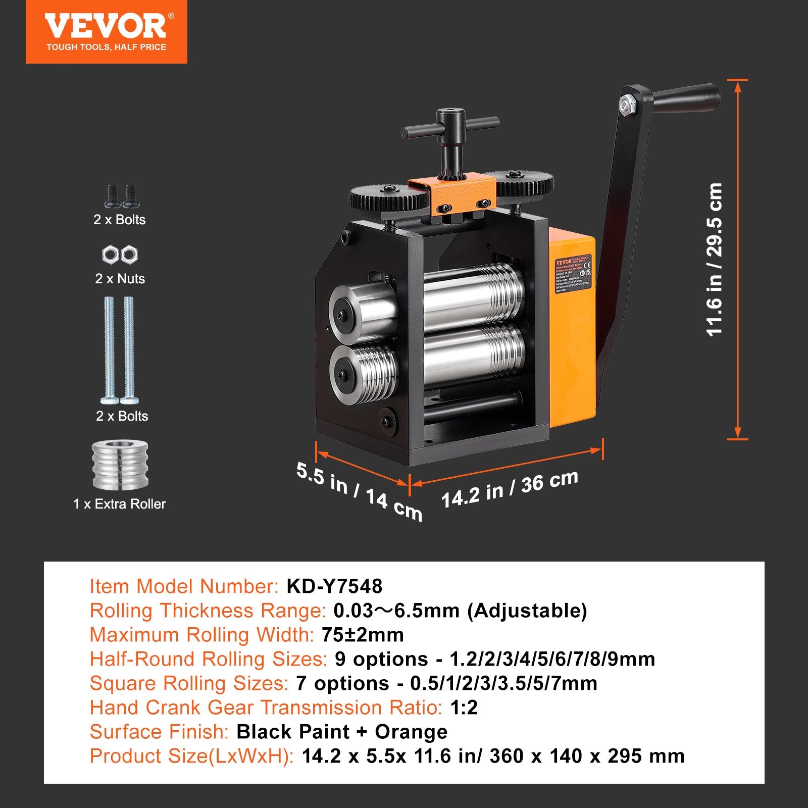 Gardening Tools: VEVOR Rolling Mill, 2.95"/75 mm Jewelry Rolling Mill Machine, 1: 2 Gear Ratio, 3-in-1 Multi-function Rolling Mill, 0.03-6.5mm Press Thickness for Metal Jewelry Making Sheet Square Wire Semicircle