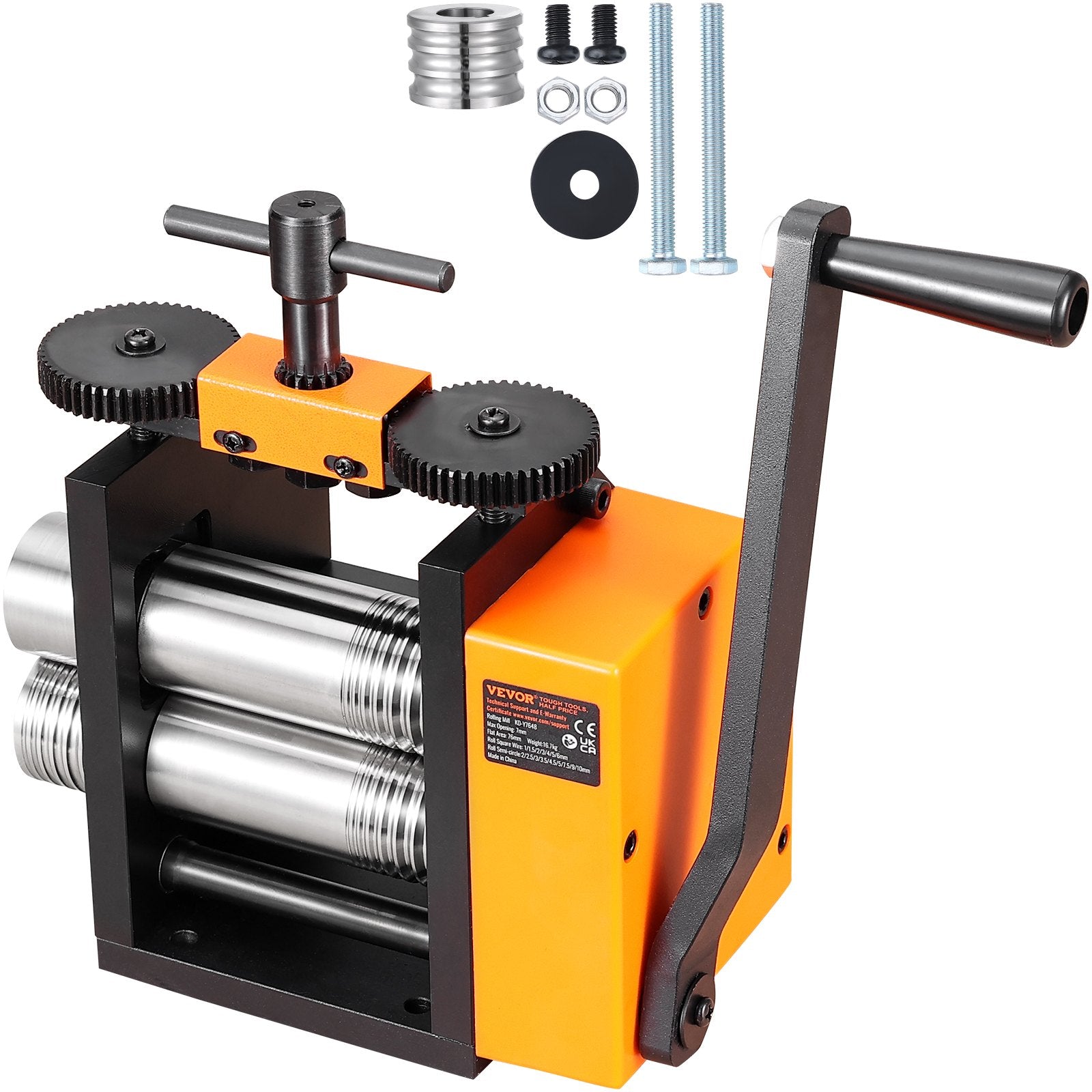 Gardening Tools: VEVOR Rolling Mill, 2.95"/75 mm Jewelry Rolling Mill Machine, 1: 2 Gear Ratio, 3-in-1 Multi-function Rolling Mill, 0.03-6.5mm Press Thickness for Metal Jewelry Making Sheet Square Wire Semicircle