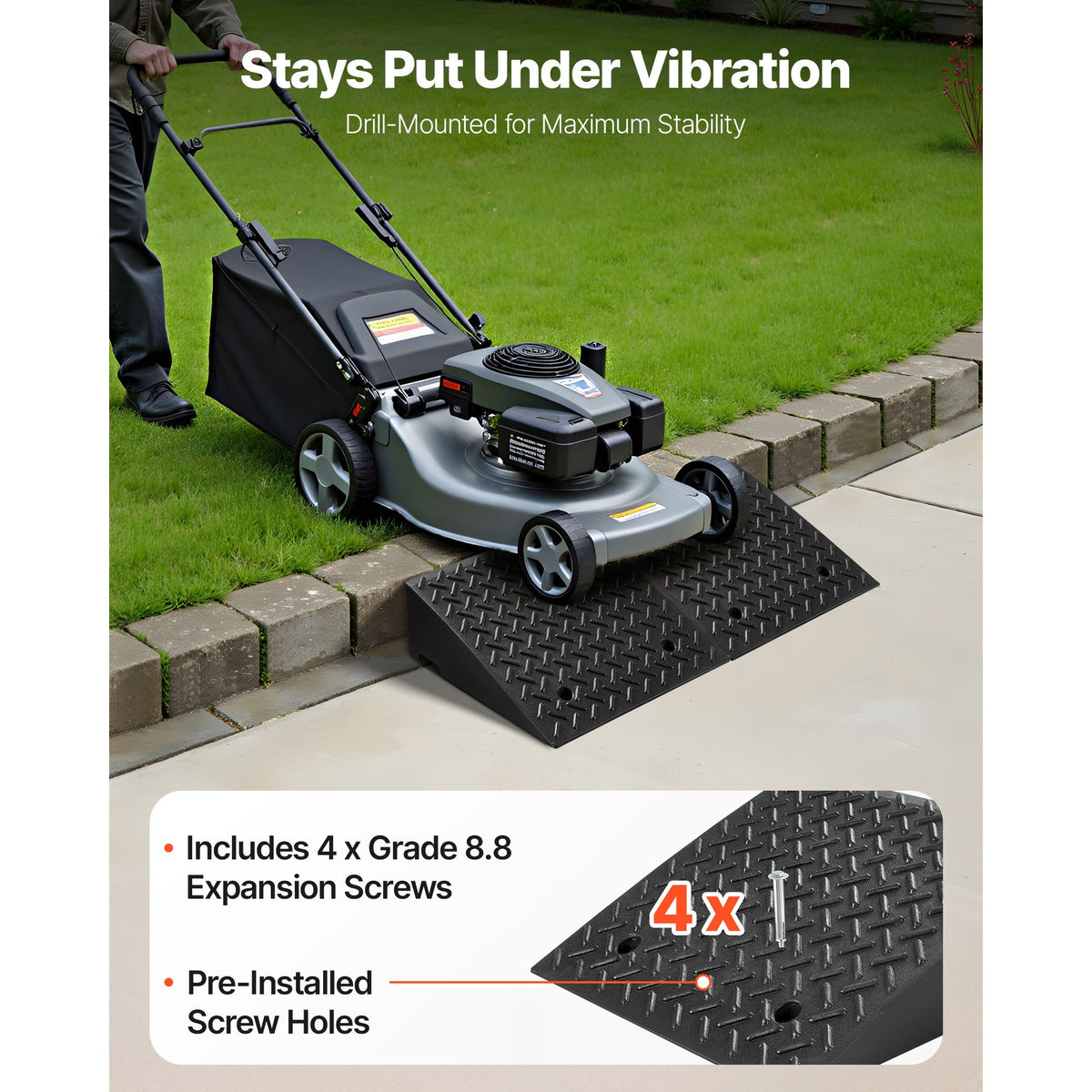 Driveway Curb Ramp, 3.175 Tons Load Capacity, 17.8 cm Rise Height Heavy Duty Curbside Bridge Ramp with Drainage Tank for Wheelchairs, Strollers, Motorcycles, Cars, Lawn Mowers & Trailers, 2 Pack
