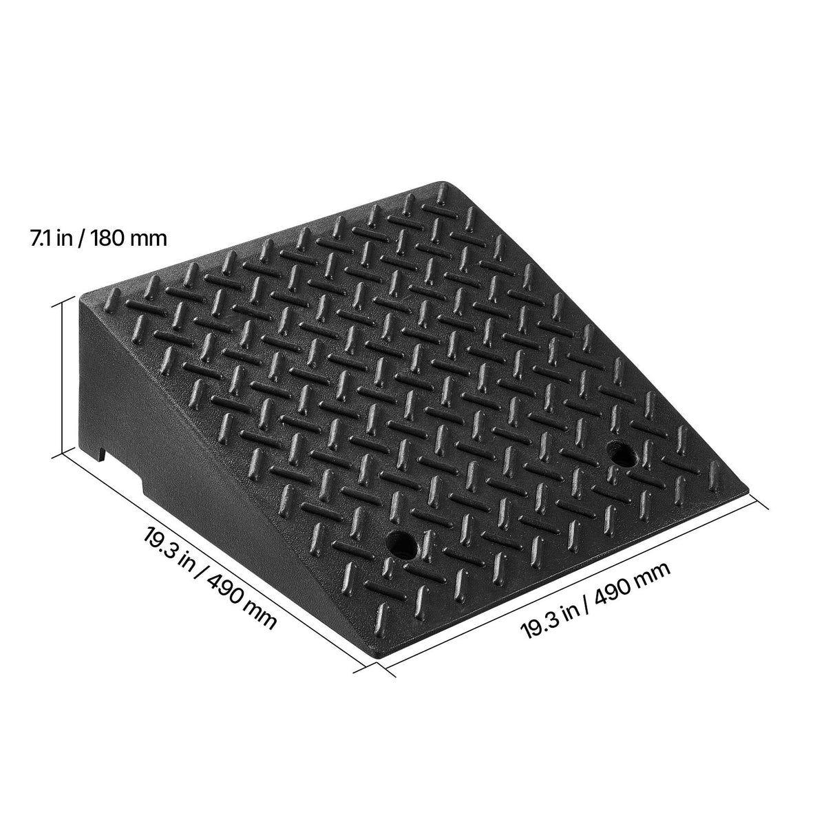 Driveway Curb Ramp, 3.175 Tons Load Capacity, 17.8 cm Rise Height Heavy Duty Curbside Bridge Ramp with Drainage Tank for Wheelchairs, Strollers, Motorcycles, Cars, Lawn Mowers & Trailers, 2 Pack