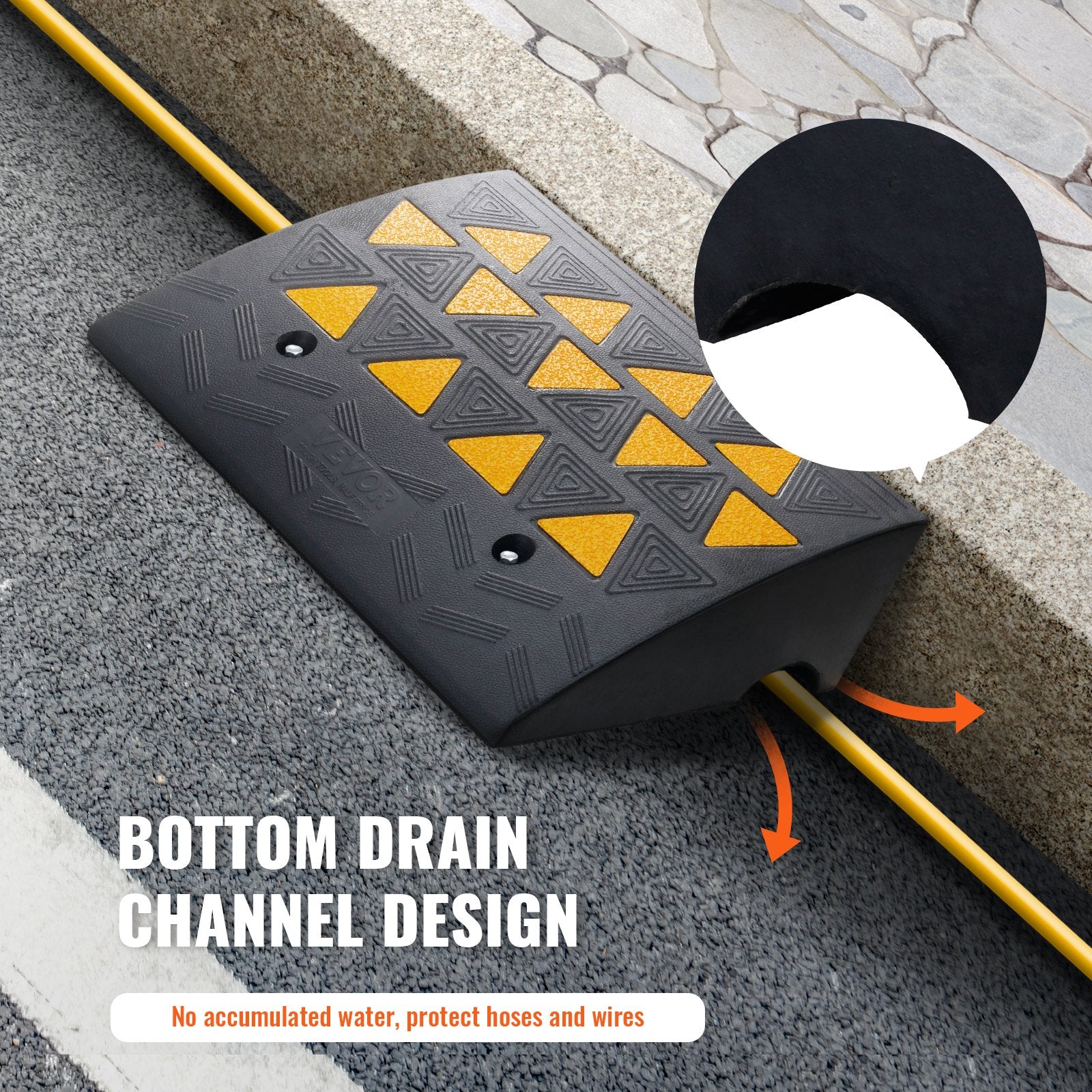 Traffic Control & Parking Tools: VEVOR Rubber Curb Ramp 15.2 cm Rise Height Sidewalk Curb Ramp, 37 cm Width 49.1 cm Length Driveway Ramp for Curb, 15T Heavy Duty Rubber Ramp for Forklifts, Trucks, Buses, Cars, Wheelchairs, Bikes