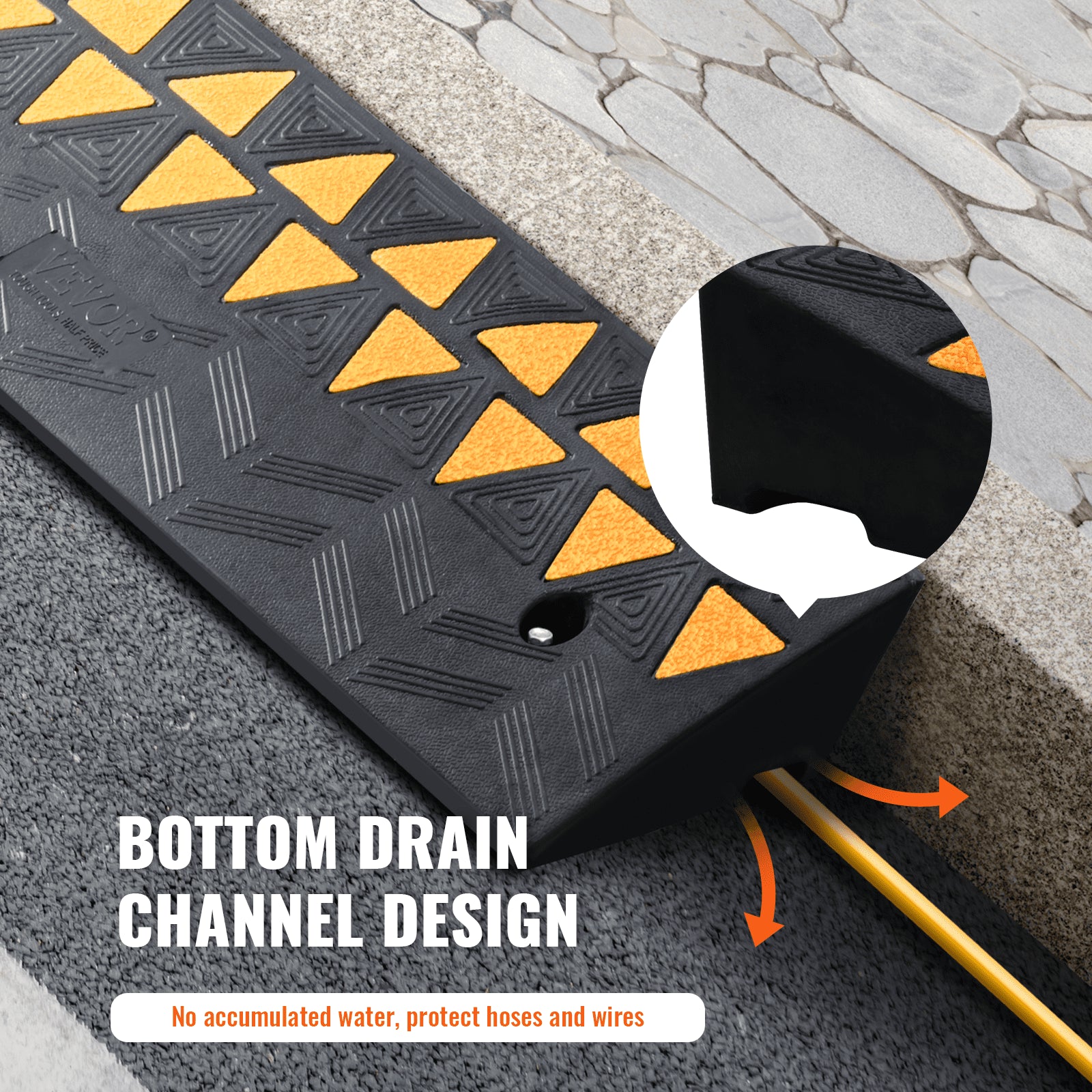 Traffic Control & Parking Tools: VEVOR Rubber Curb Ramp 9.4 cm Rise Height Sidewalk Curb Ramp, 25 cm Width 100 cm Length Driveway Ramp for Curb, 15T Heavy Duty Rubber Ramp for Forklifts, Trucks, Buses, Cars, Wheelchairs, Bikes