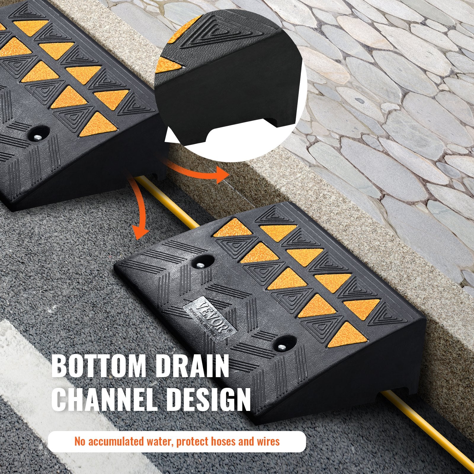 Automotive Loading Ramps: VEVOR Rubber Curb Ramp 2 Pack, 12.7 cm Rise Height Heavy-Duty 15 tons Load Capacity Threshold Ramps, Driveway Ramps with Stable Grid Structure for Cars, Wheelchairs, Bikes, Motorcycles