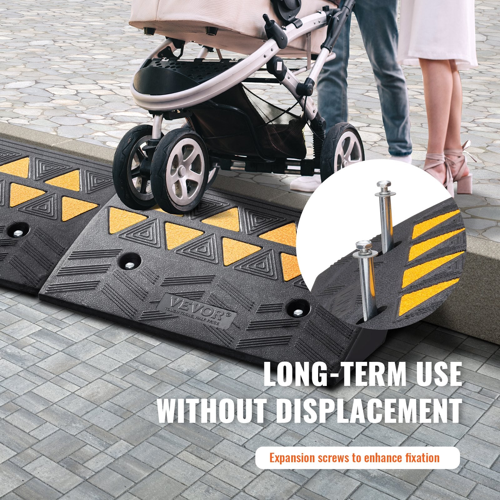 Automotive Loading Ramps: VEVOR Rubber Curb Ramp 2 Pack, 12.7 cm Rise Height Heavy-Duty 15 tons Load Capacity Threshold Ramps, Driveway Ramps with Stable Grid Structure for Cars, Wheelchairs, Bikes, Motorcycles