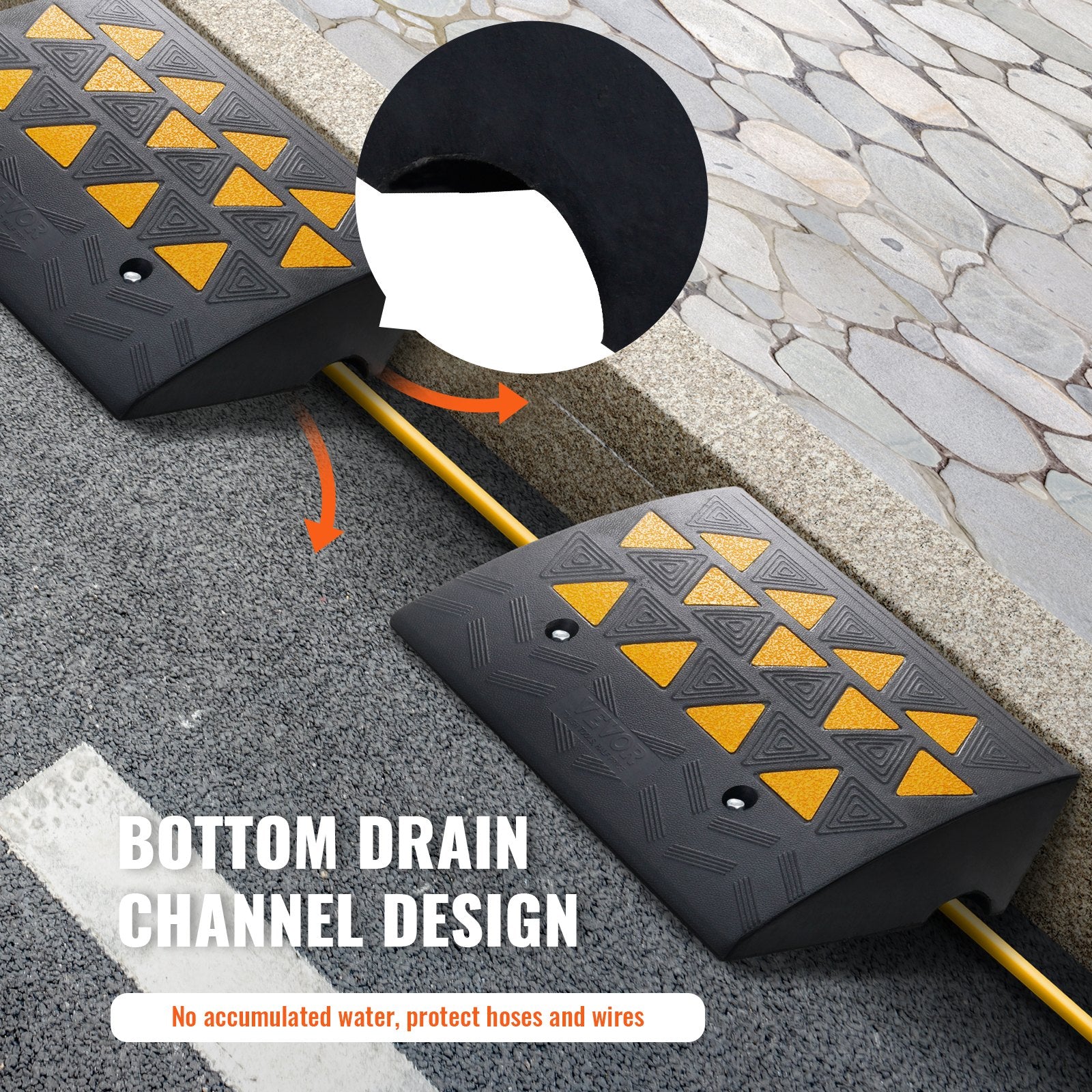 Dog Steps & Ramps: VEVOR Rubber Curb Ramp 2 Pack, 15.2 cm Rise Height Heavy-Duty 15 tons Load Capacity Threshold Ramps, Driveway Ramps with Stable Grid Structure for Cars, Wheelchairs, Bikes, Motorcycles