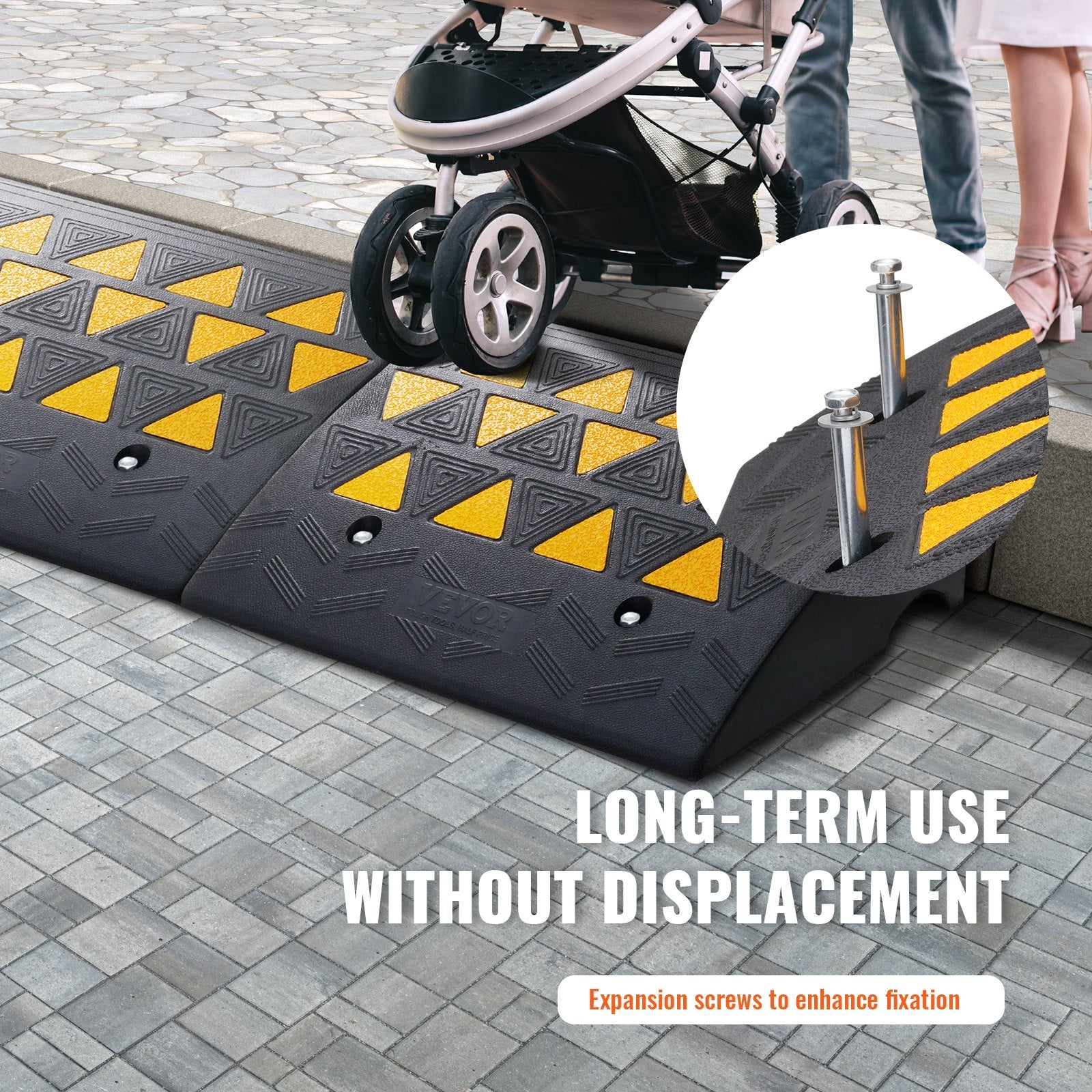 Dog Steps & Ramps: VEVOR Rubber Curb Ramp 2 Pack, 15.2 cm Rise Height Heavy-Duty 15 tons Load Capacity Threshold Ramps, Driveway Ramps with Stable Grid Structure for Cars, Wheelchairs, Bikes, Motorcycles