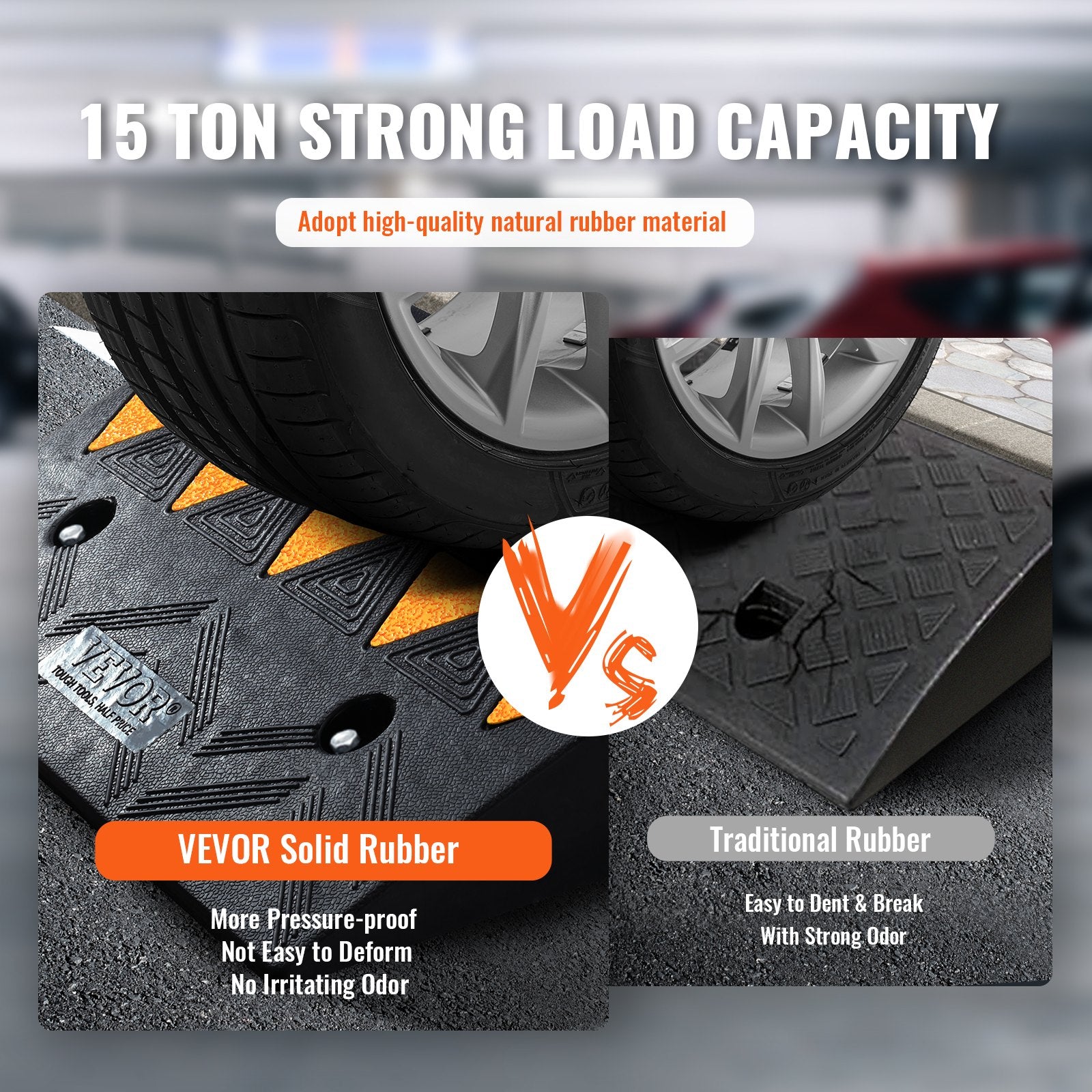 Dog Steps & Ramps: VEVOR Rubber Curb Ramp 2 Pack, 11 cm Rise Height Heavy-Duty 15 tons Load Capacity Threshold Ramps, Driveway Ramps with Stable Grid Structure for Cars, Wheelchairs, Bikes, Motorcycles