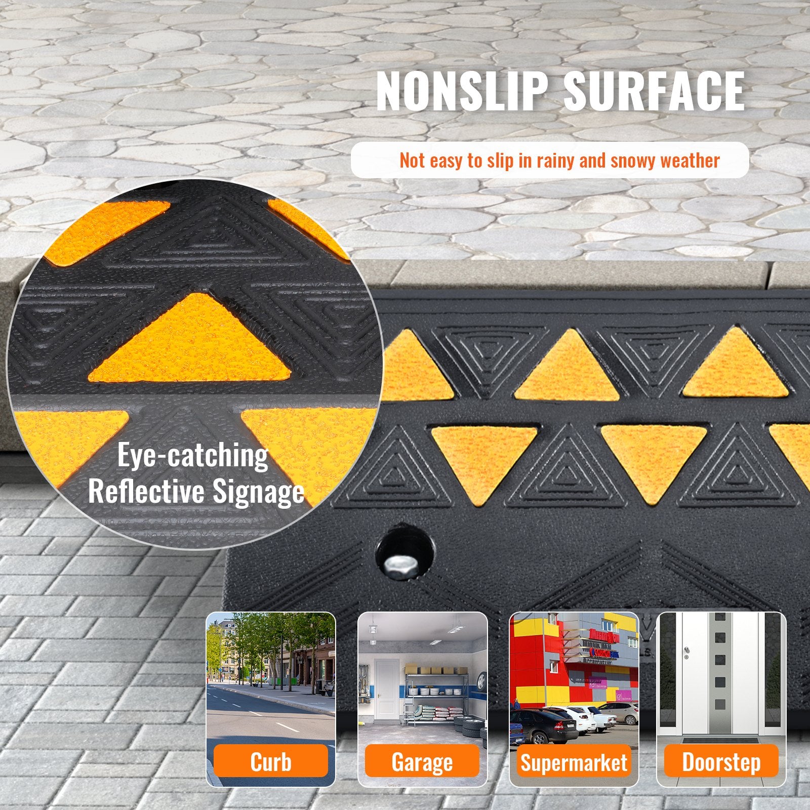 Dog Steps & Ramps: VEVOR Rubber Curb Ramp 2 Pack, 11 cm Rise Height Heavy-Duty 15 tons Load Capacity Threshold Ramps, Driveway Ramps with Stable Grid Structure for Cars, Wheelchairs, Bikes, Motorcycles
