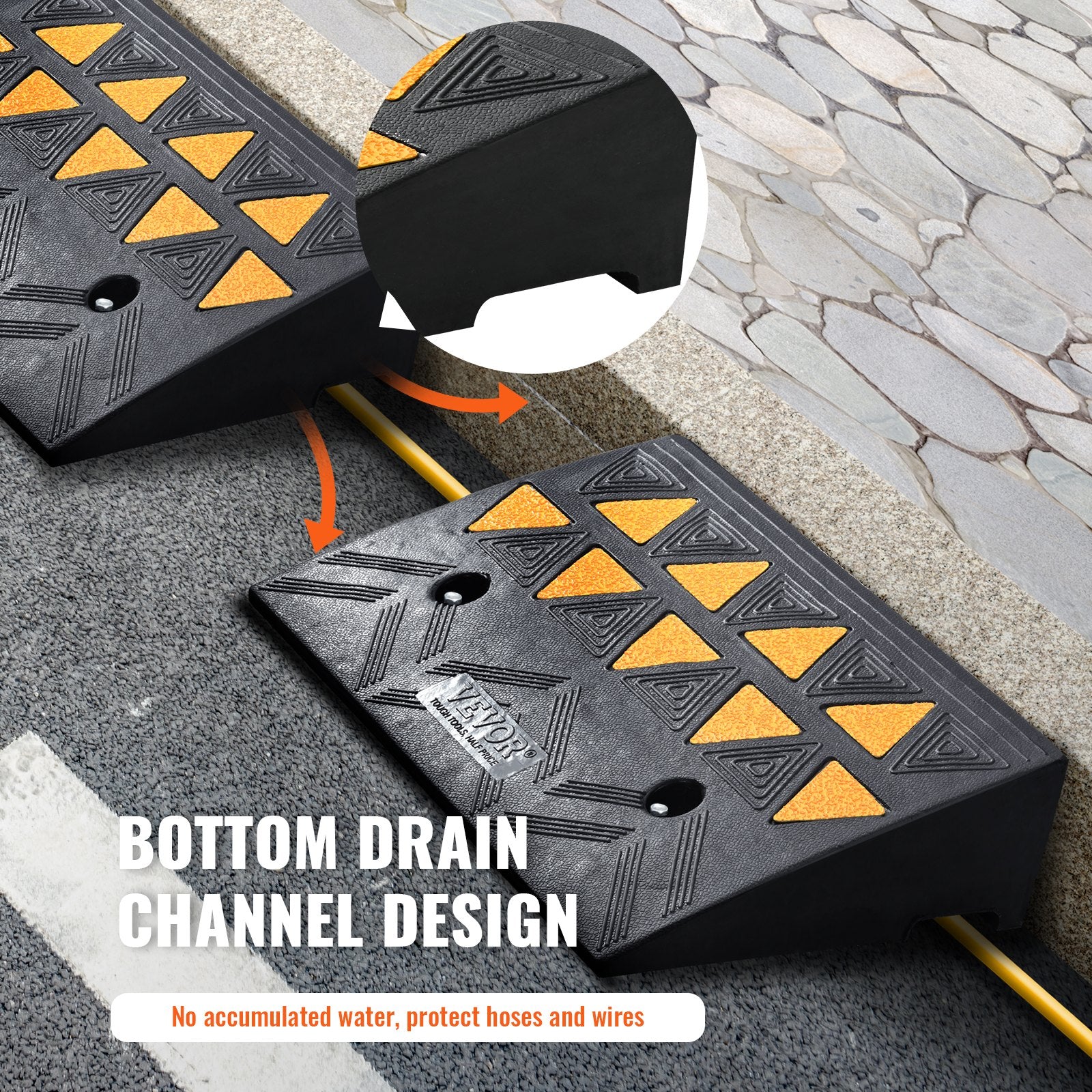 Dog Steps & Ramps: VEVOR Rubber Curb Ramp 2 Pack, 11 cm Rise Height Heavy-Duty 15 tons Load Capacity Threshold Ramps, Driveway Ramps with Stable Grid Structure for Cars, Wheelchairs, Bikes, Motorcycles