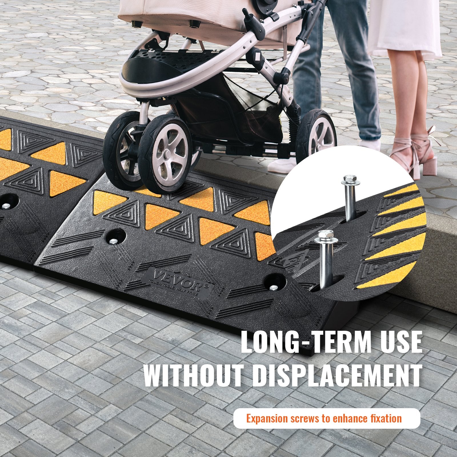 Dog Steps & Ramps: VEVOR Rubber Curb Ramp 2 Pack, 11 cm Rise Height Heavy-Duty 15 tons Load Capacity Threshold Ramps, Driveway Ramps with Stable Grid Structure for Cars, Wheelchairs, Bikes, Motorcycles