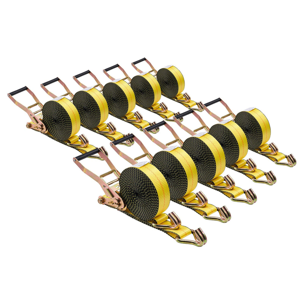 Ratchet Straps, 50.8 mm x 9.1 m, Heavy Duty Tie Down Straps with Double J Hook, 4536 kg Break Strength, Tie Down Ratcheting for Moving, Trailers, Motorcycles, Kayaks, Car Roof, 10 Pack