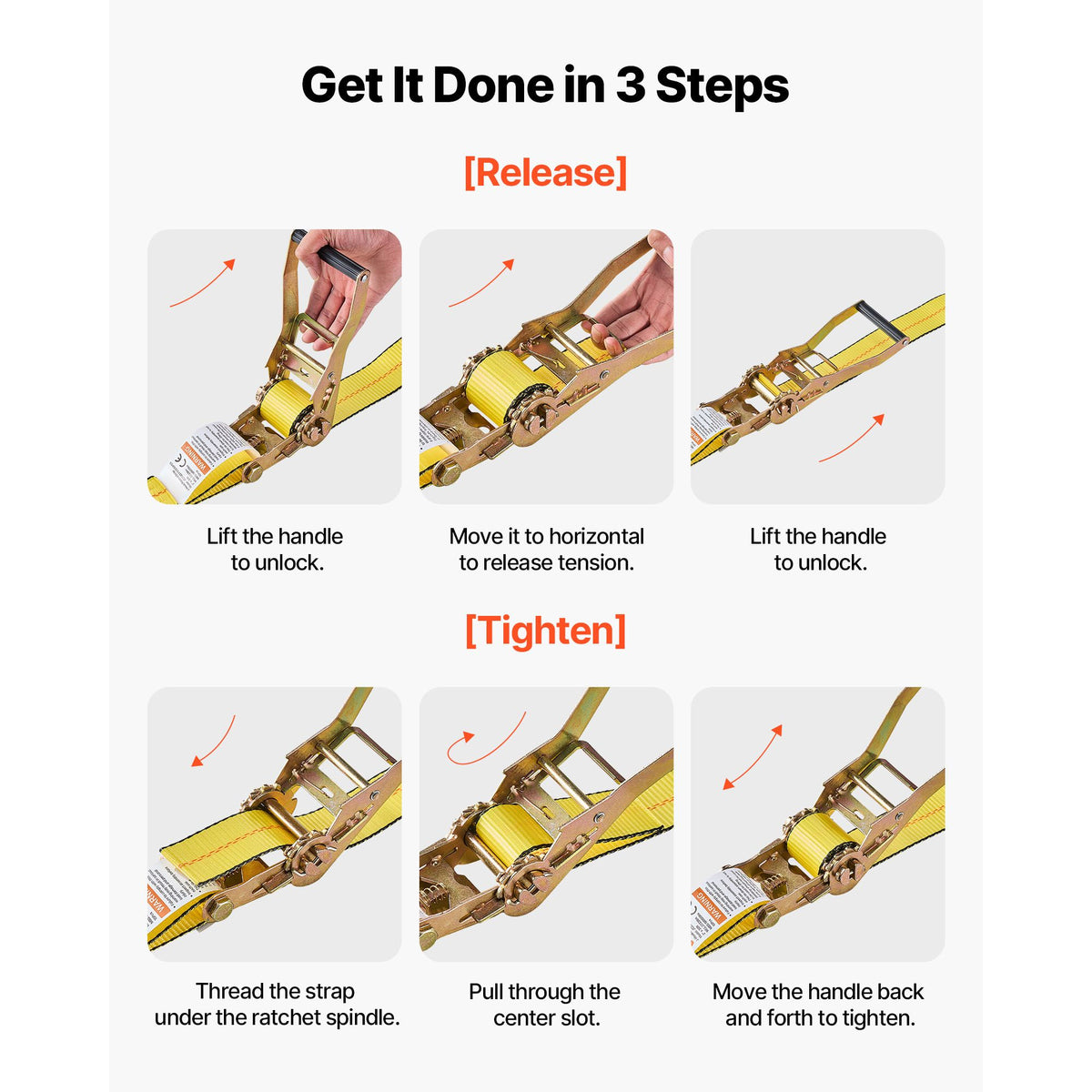 Ratchet Straps, 50.8 mm x 9.1 m, Heavy Duty Tie Down Straps with Double J Hook, 4536 kg Break Strength, Tie Down Ratcheting for Moving, Trailers, Motorcycles, Kayaks, Car Roof, 10 Pack