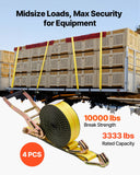 Test Kits: VEVOR Ratchet Straps, 50.8 mm x 9.1 m, Heavy Duty Tie Down Straps with Double J Hook, 4536 kg Break Strength, Carry Bag, Tie Down Ratcheting for Moving, Trailers, Motorcycles, Kayaks, Car Roof, 4 Pack