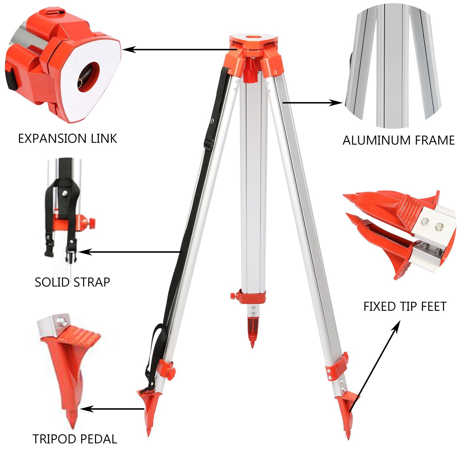 Camera Accessories: Vevor Super Combination 1.65m Aluminum Tripod + 5m Staff For Rotary Laser Leveltop