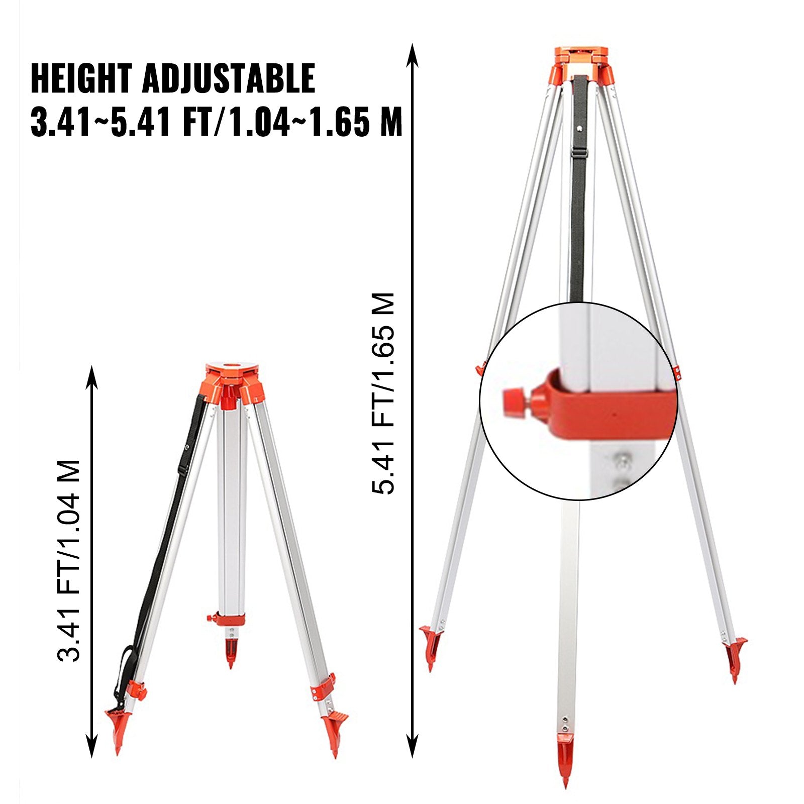 Camera Accessories: Vevor Super Combination 1.65m Aluminum Tripod + 5m Staff For Rotary Laser Leveltop