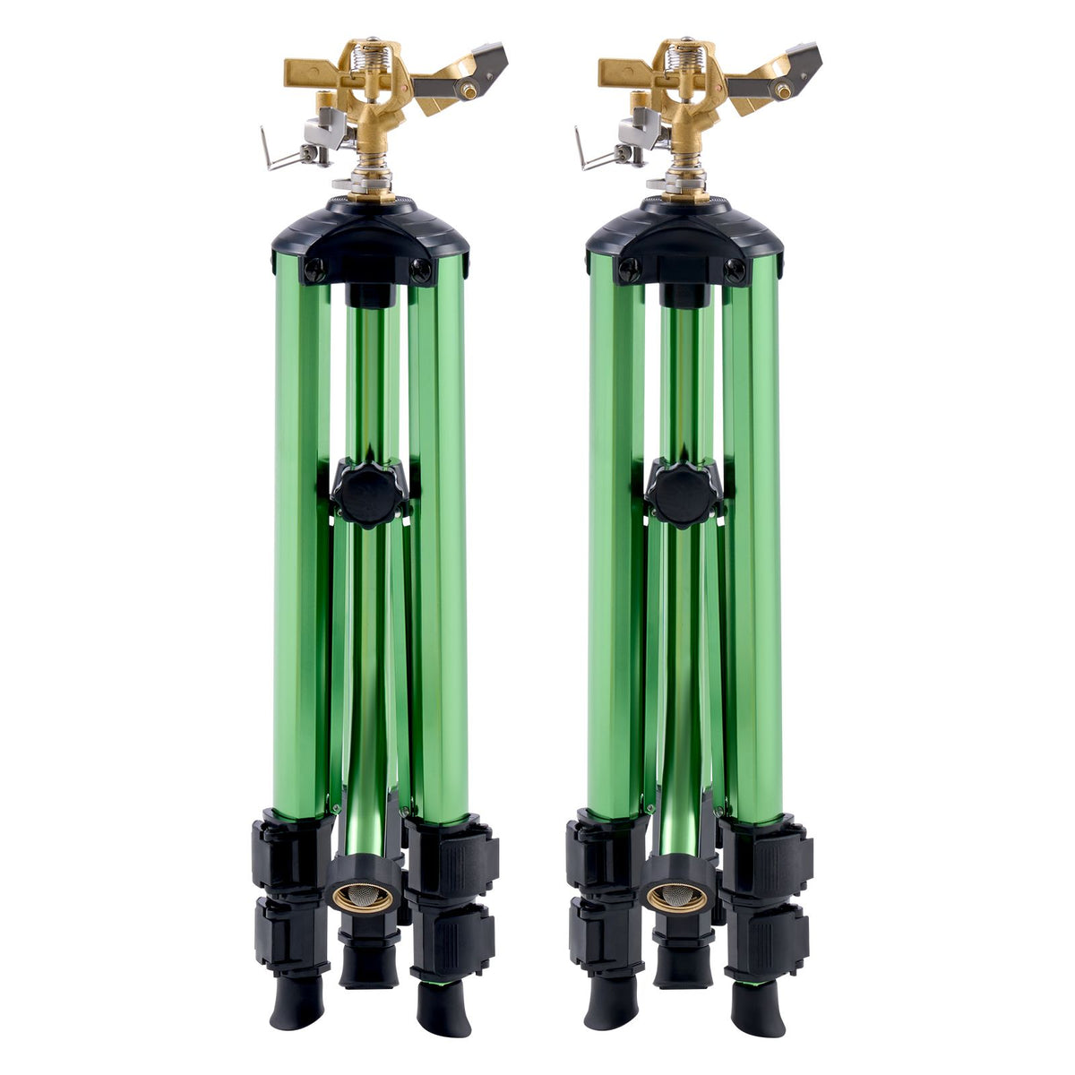 Impact Sprinkler on Tripod Base, 2 Packs, Heavy Duty Tripod Sprinklers with Brass Head & G3/4" Connector, 360 Degree Large Area Irrigation Sprinkler, Adjustable Heights Sprinkler for Yard