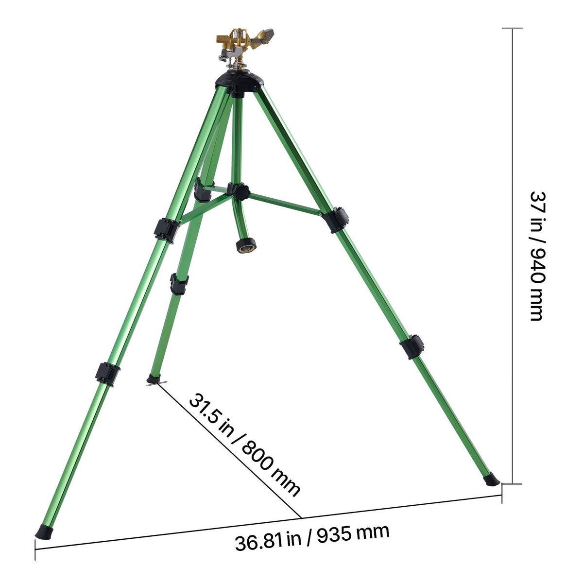 Impact Sprinkler on Tripod Base, 2 Packs, Heavy Duty Tripod Sprinklers with Brass Head & G3/4" Connector, 360 Degree Large Area Irrigation Sprinkler, Adjustable Heights Sprinkler for Yard