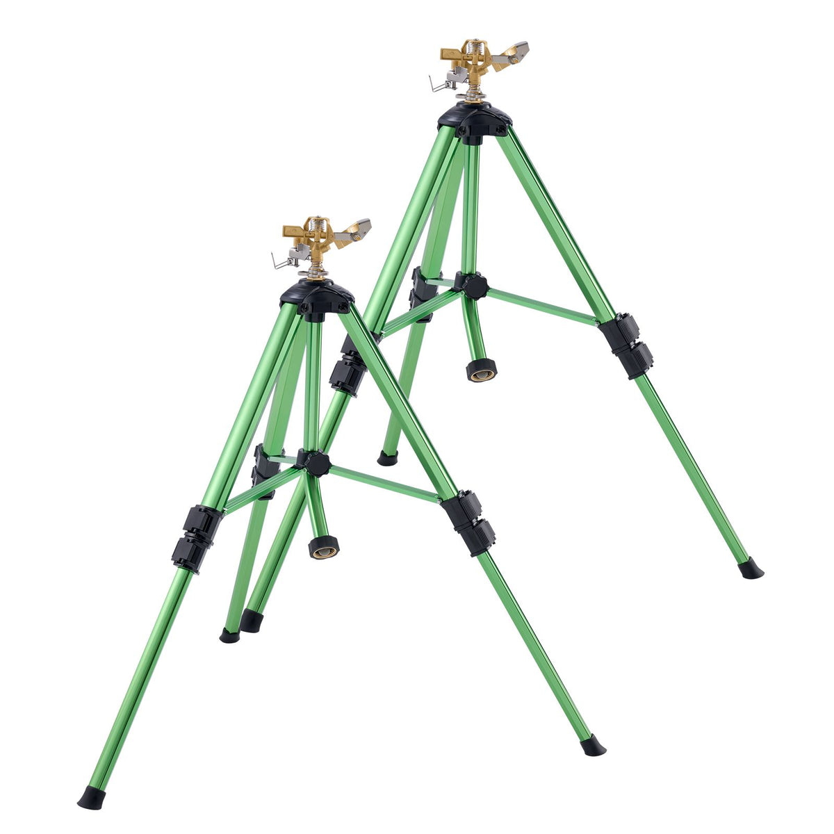 Impact Sprinkler on Tripod Base, 2 Packs, Heavy Duty Tripod Sprinklers with Brass Head & G3/4" Connector, 360 Degree Large Area Irrigation Sprinkler, Adjustable Heights Sprinkler for Yard