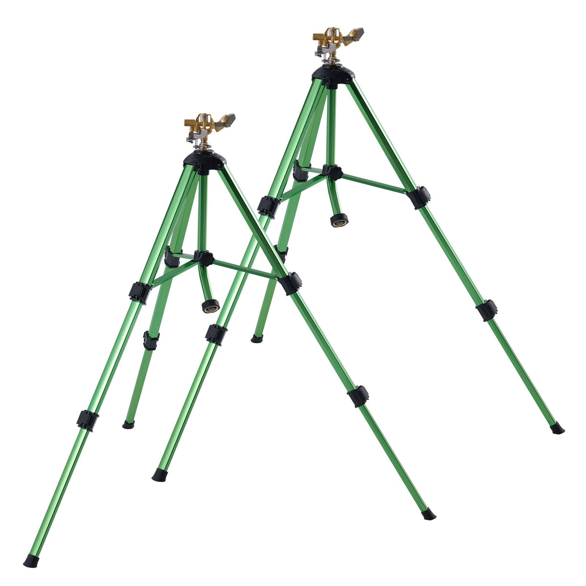 Impact Sprinkler on Tripod Base, 2 Packs, Heavy Duty Tripod Sprinklers with Brass Head & G3/4" Connector, 360 Degree Large Area Irrigation Sprinkler, Adjustable Heights Sprinkler for Yard