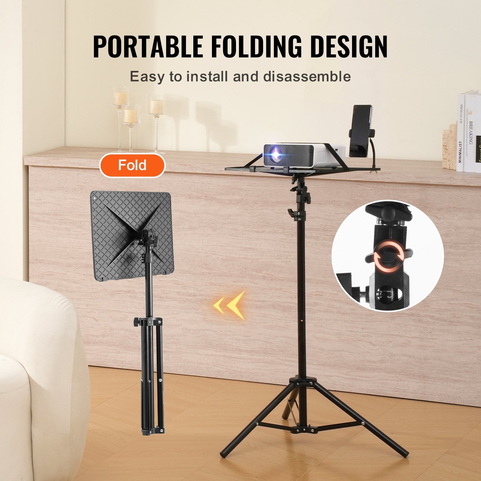 Camera Accessories: VEVOR Projector Stand Laptop Stand Tripod Adjustable Height from 26.97 to 63 in