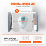 Table & Bar Stools: VEVOR Raised Toilet Seat, 7-Position Height Adjustment 655-805 Mm, 158.7 kg Weight Capacity, with Comfort Padded Aluminum Frame, Universal Toilet Seat Riser, for Elderly, Handicap, Pregnant, Medical