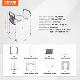 Table & Bar Stools: VEVOR Raised Toilet Seat, 7-Position Height Adjustment 655-805 Mm, 158.7 kg Weight Capacity, with Comfort Padded Aluminum Frame, Universal Toilet Seat Riser, for Elderly, Handicap, Pregnant, Medical