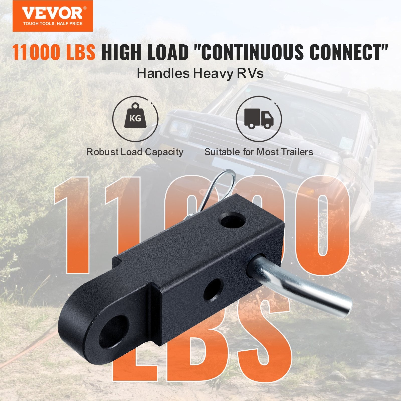 Bicycle Stands & Storage: VEVOR 50mm Trailer Shackle Hitch Receiver Heavy Duty Tow Recovery for Truck Jeep