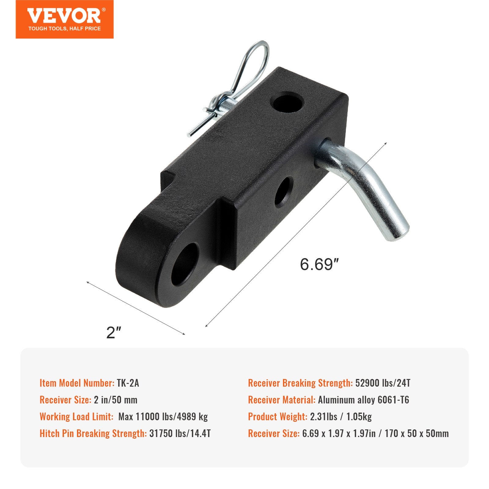 Bicycle Stands & Storage: VEVOR 50mm Trailer Shackle Hitch Receiver Heavy Duty Tow Recovery for Truck Jeep