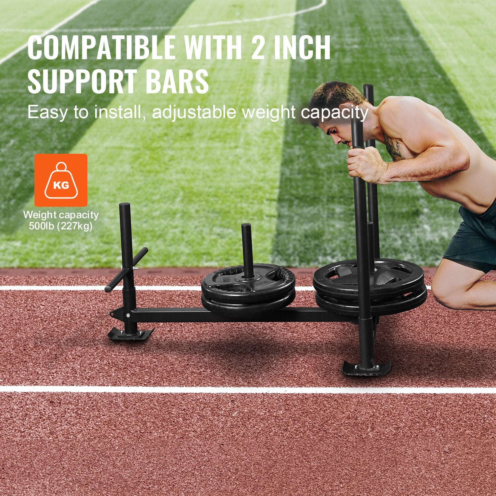 Mobility & Accessibility: VEVOR Weight Training Sled, Pull Push Power Sled with Handle, Fitness Strength Resistance Training, Steel Workout Equipment for Athletic Exercise & Speed Improvement, Fit for 5 cm Weight Plate, Black