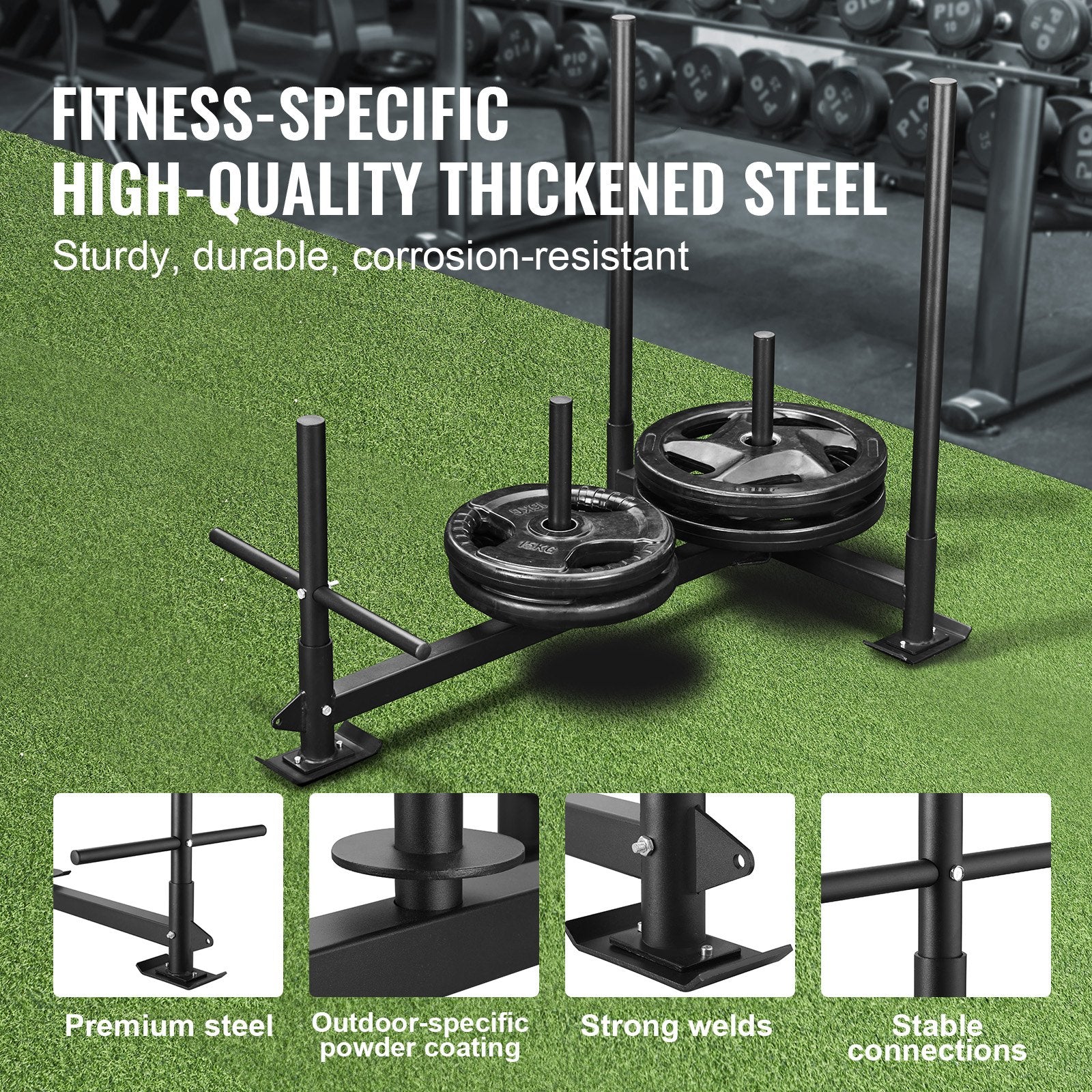 Mobility & Accessibility: VEVOR Weight Training Sled, Pull Push Power Sled with Handle, Fitness Strength Resistance Training, Steel Workout Equipment for Athletic Exercise & Speed Improvement, Fit for 5 cm Weight Plate, Black