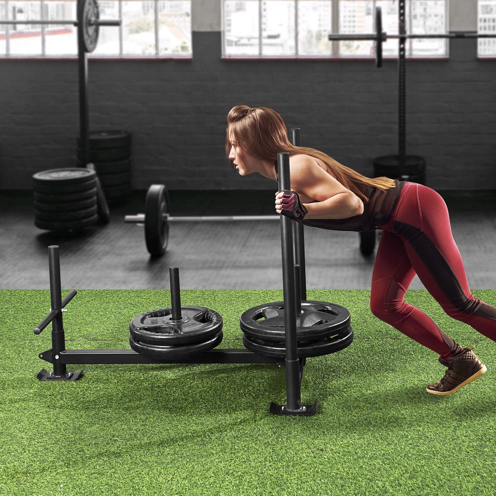 Mobility & Accessibility: VEVOR Weight Training Sled, Pull Push Power Sled with Handle, Fitness Strength Resistance Training, Steel Workout Equipment for Athletic Exercise & Speed Improvement, Fit for 5 cm Weight Plate, Black