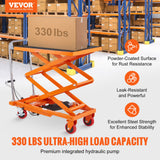 Mobility & Accessibility: VEVOR Hydraulic Lift Table Cart, 330lbs Capacity 50" Lifting Height, Manual Double Scissor Lift Table with 4 Wheels and Non-slip Pad, Hydraulic Scissor Cart for Material Handling and Transportation