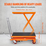 Mobility & Accessibility: VEVOR Hydraulic Lift Table Cart, 330lbs Capacity 50" Lifting Height, Manual Double Scissor Lift Table with 4 Wheels and Non-slip Pad, Hydraulic Scissor Cart for Material Handling and Transportation