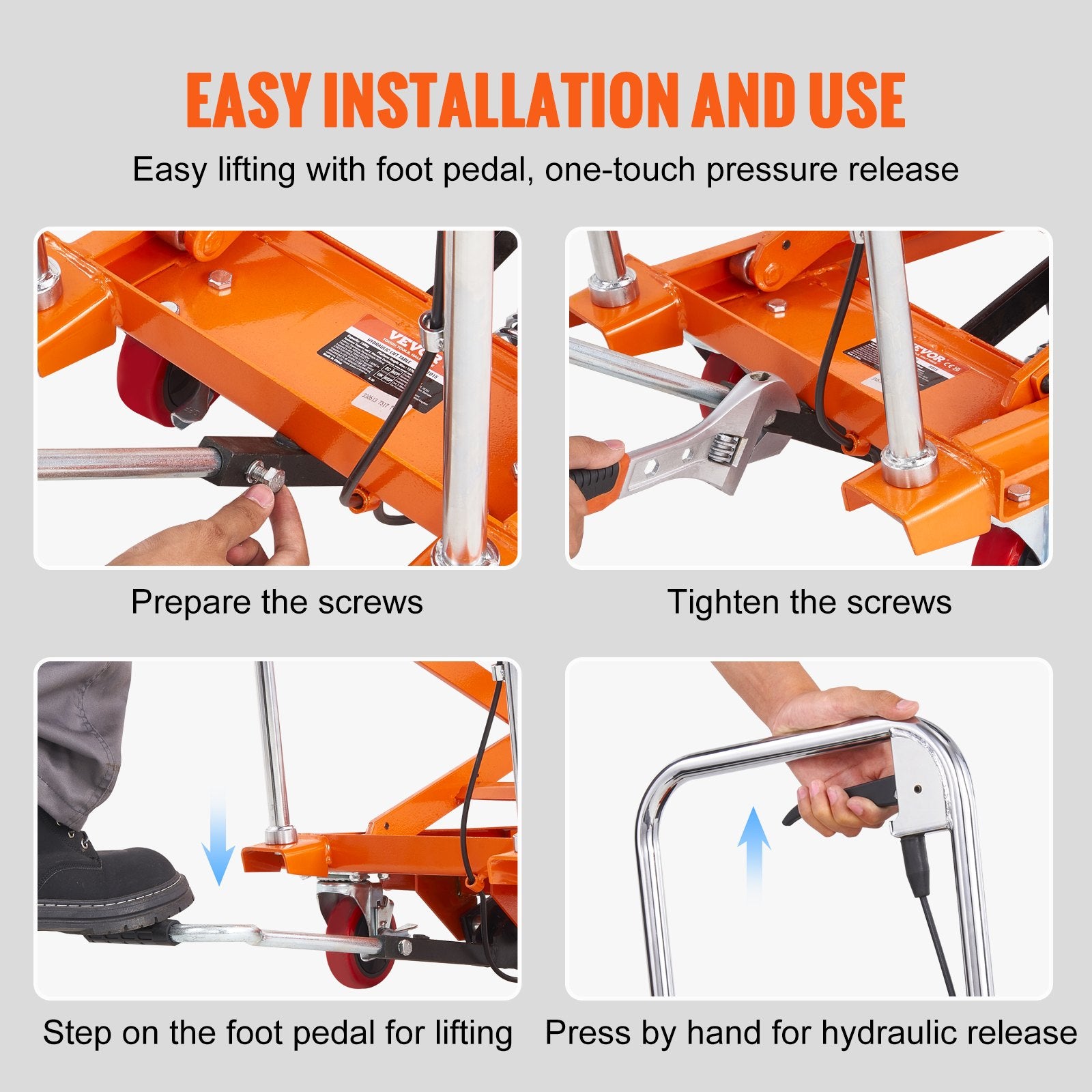 Mobility & Accessibility: VEVOR Hydraulic Lift Table Cart, 330lbs Capacity 50" Lifting Height, Manual Double Scissor Lift Table with 4 Wheels and Non-slip Pad, Hydraulic Scissor Cart for Material Handling and Transportation