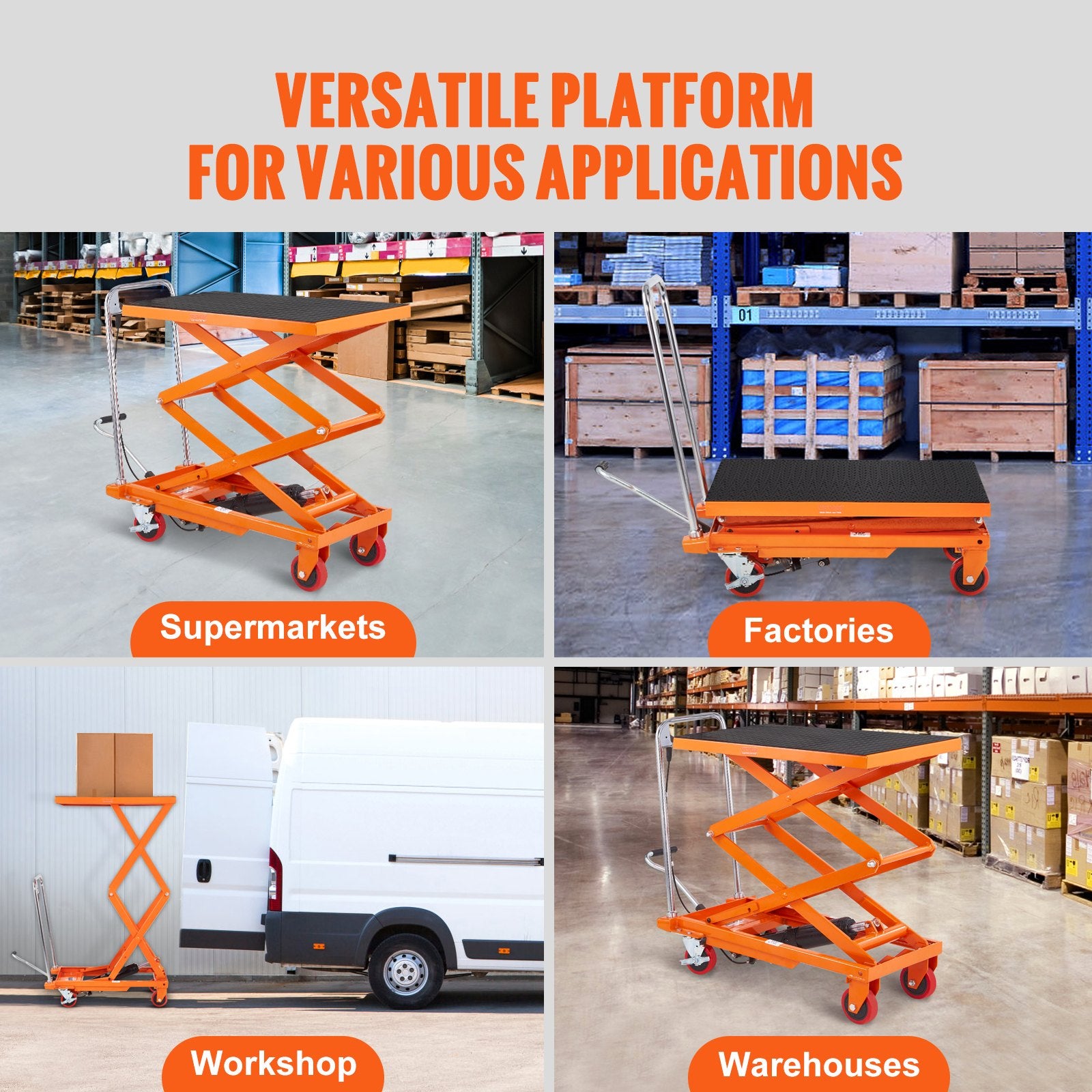 Mobility & Accessibility: VEVOR Hydraulic Lift Table Cart, 330lbs Capacity 50" Lifting Height, Manual Double Scissor Lift Table with 4 Wheels and Non-slip Pad, Hydraulic Scissor Cart for Material Handling and Transportation