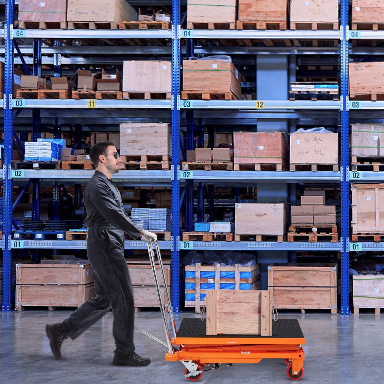 Mobility & Accessibility: VEVOR Hydraulic Lift Table Cart, 330lbs Capacity 50" Lifting Height, Manual Double Scissor Lift Table with 4 Wheels and Non-slip Pad, Hydraulic Scissor Cart for Material Handling and Transportation
