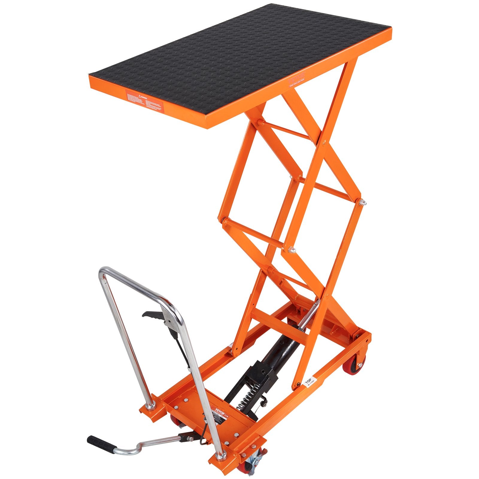 Mobility & Accessibility: VEVOR Hydraulic Lift Table Cart, 330lbs Capacity 50" Lifting Height, Manual Double Scissor Lift Table with 4 Wheels and Non-slip Pad, Hydraulic Scissor Cart for Material Handling and Transportation