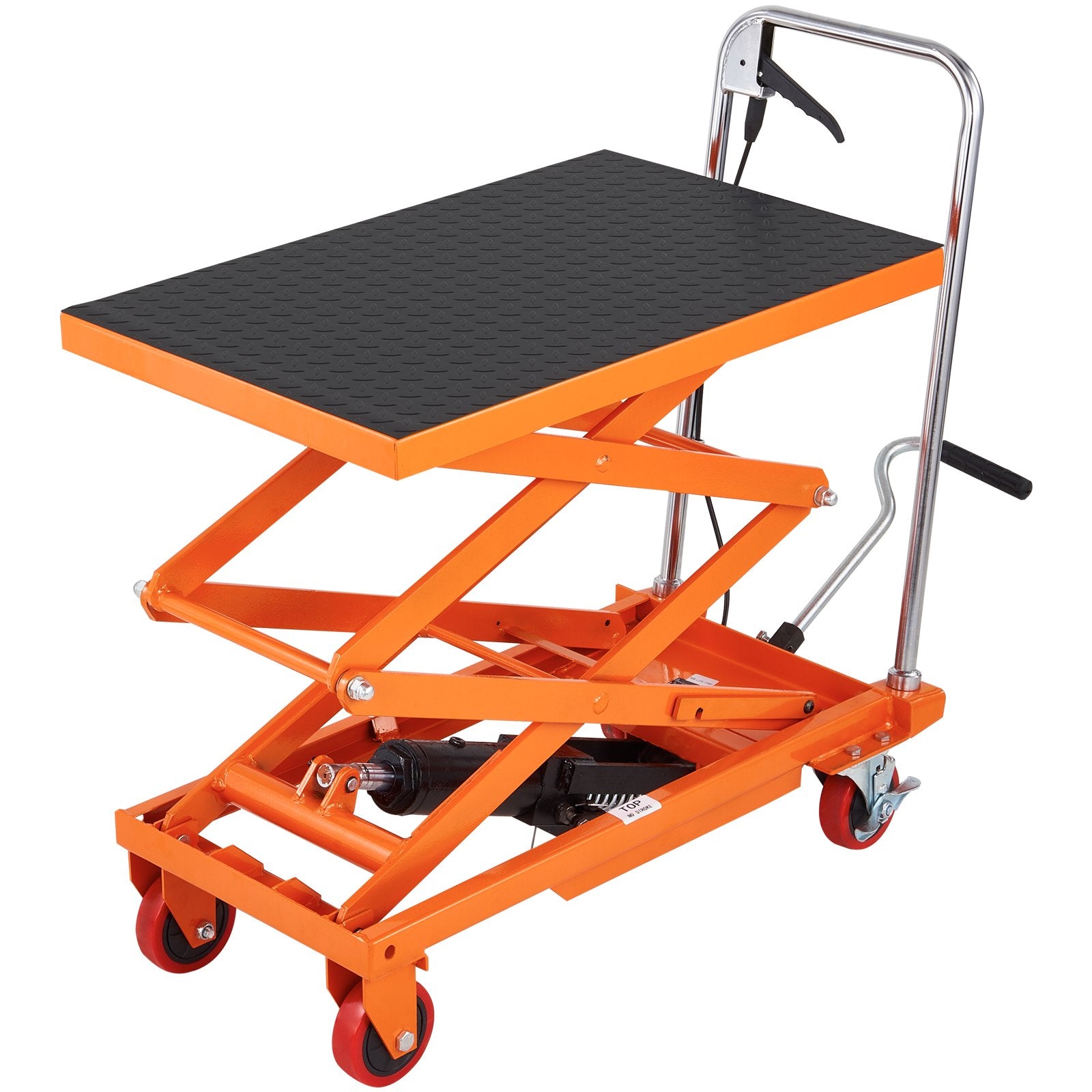 Mobility & Accessibility: VEVOR Hydraulic Lift Table Cart, 330lbs Capacity 50" Lifting Height, Manual Double Scissor Lift Table with 4 Wheels and Non-slip Pad, Hydraulic Scissor Cart for Material Handling and Transportation