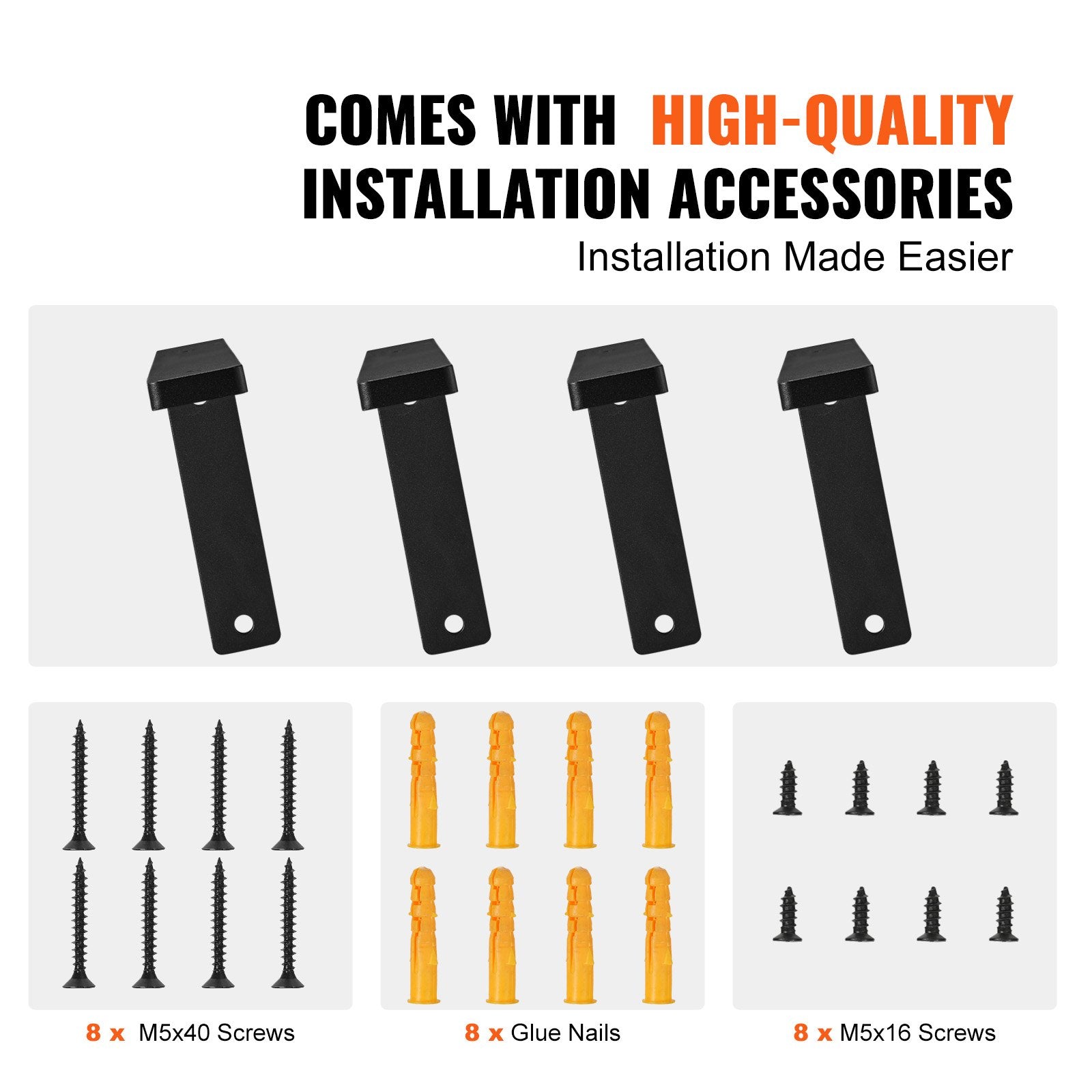 Shower Accessories: VEVOR Shelf Bracket, Heavy Duty Floating Shelf Brackets 25.6 x 15.5 cm, 4 Pcs Brackets for Shelves, 5mm Thick Matte Black L Shelf Bracket,Steel Shelving Brackets with 72.6 kg Load Capacity